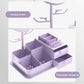 Pink LED Vanity Mirror with Storage, Rotating Makeup Mirror, USB Rechargeable Desktop Organizer