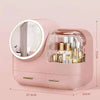 Touch-Controlled LED Vanity Makeup Organizer with Partition Storage