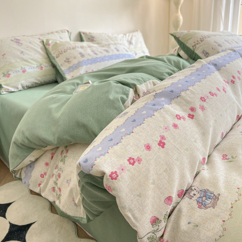 Brushed Cotton 4-Piece Bed Sheet Set