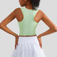 Fixed Cup Sports Bra with Cross-Back Design