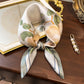 Beige Pure Silk Scarf - Elegant Flower Design, Square Handkerchief