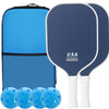 Fiberglass Pickleball Paddle Set - 2 Minimalist Paddles, 4 Balls, and Carry Bag