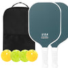 Fiberglass Pickleball Paddle Set - 2 Minimalist Paddles, 4 Balls, and Carry Bag
