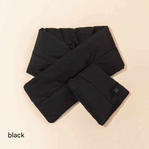 Black Smart Heated Scarf - Rechargeable Electric Neck Warmer for Autumn & Winter