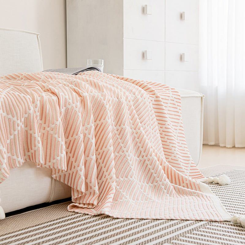 Diamond Pattern Soft Cozy Knit Throw Blanket with Tassels