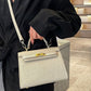 Elegant PU Leather Top Handle Satchel Bag - Versatile Crossbody & Shoulder Bag(white)